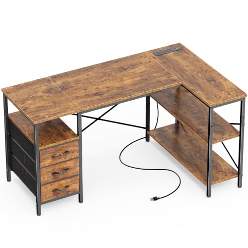L-Shaped Desk with 3 Drawers