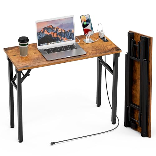 Small Folding Desk with Power Outlets