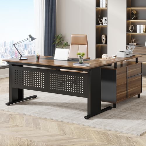 L-Shaped Desk with Storage Cabinet