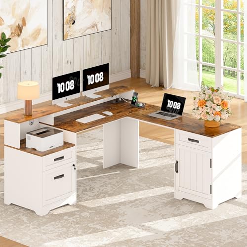 63'' L-Shaped Desk with Monitor Stand