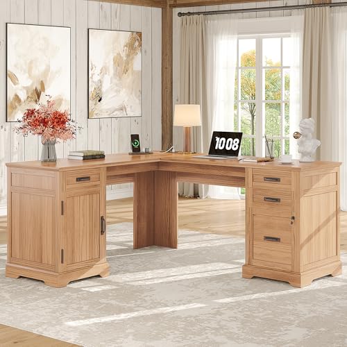 67'' L-Shaped Desk with Drawers
